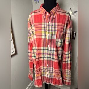 J. Crew Red and Yellow Plaid Button-Down Shirt